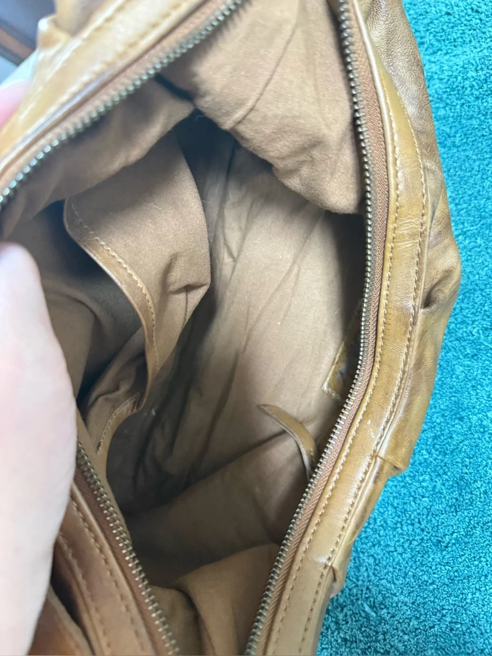 ROAN Genuine Leather Tan Shoulder Hobo Bag